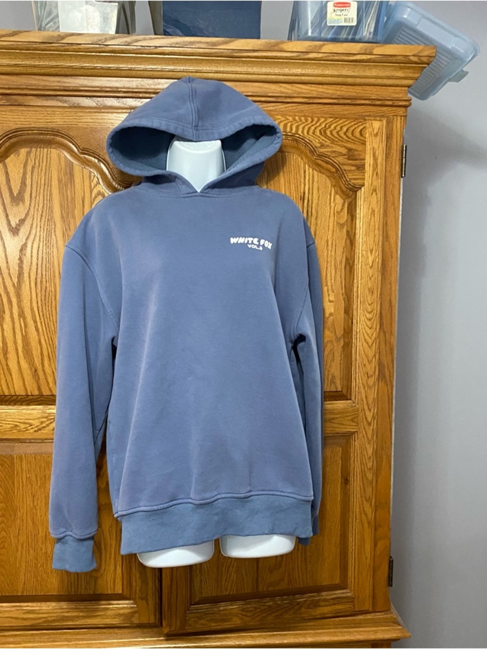 White Fox Vol.3 Women's Oversized Pullover Hoodie Size S/M Ocean Blue/White - Picture 6 of 16